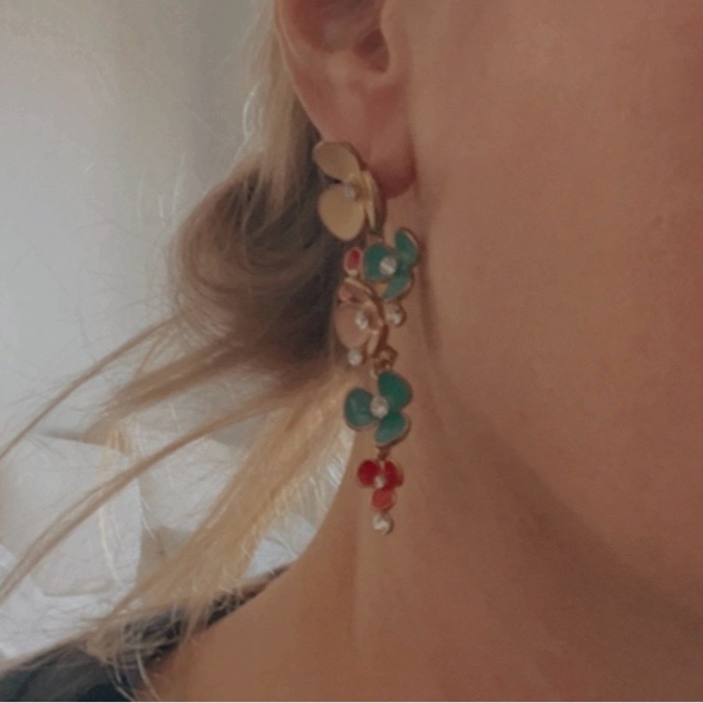 Floral Multicolor Drop Earrings